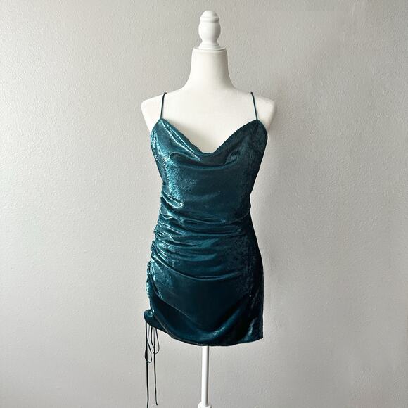 Cinq a Sept Shiny Astrid Mini Dress Women’s Size 6 Teal Topaz NEW - Picture 5 of 11